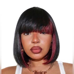 NIB Toyotress Peek-a-Boo Burgundy Bob Wig with Bangs SH/Burg-613H 10”
